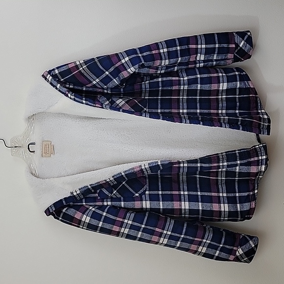 Boston Traders Blue, Pink & White Plaid Hooded Shirt Jacket M - Picture 6 of 15